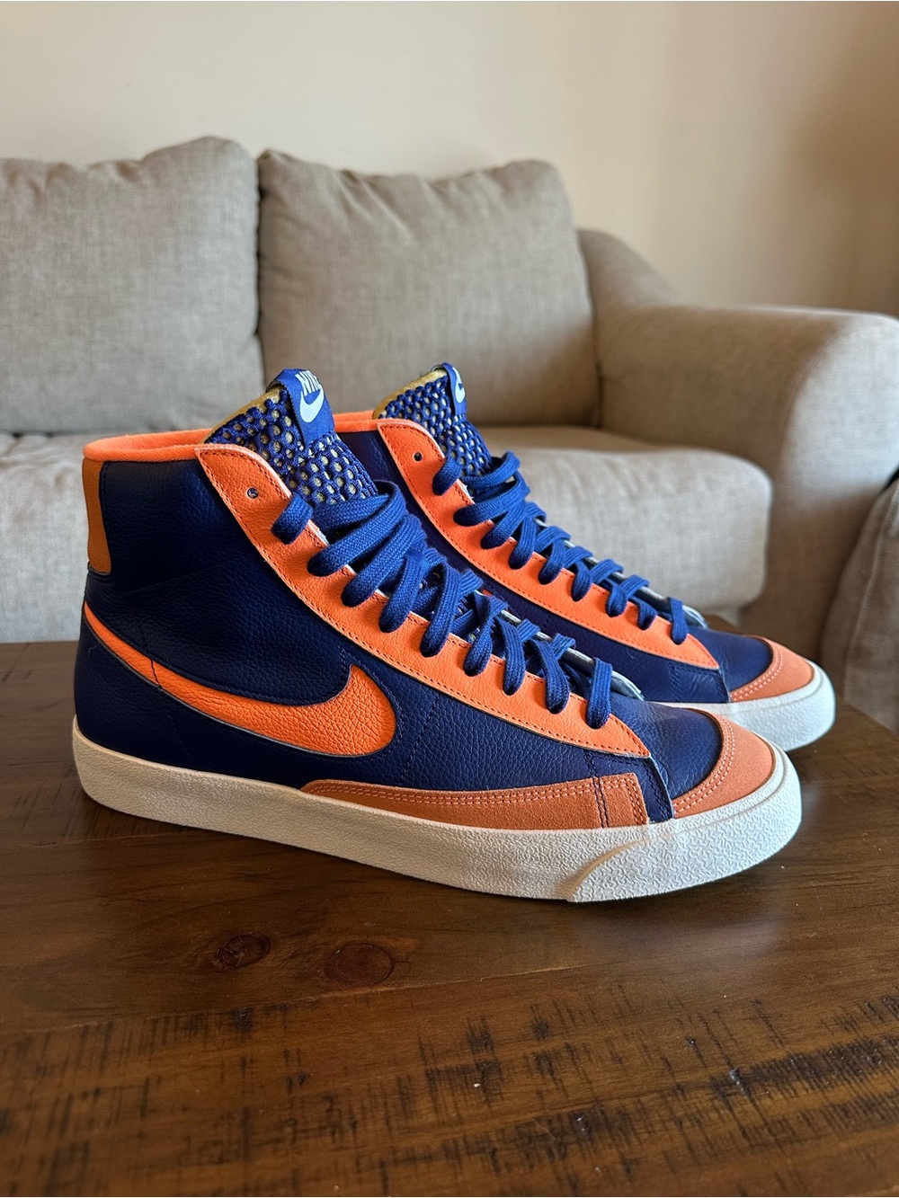 NEW - Nike Men’s High-Top Sneakers in Blue & Orange